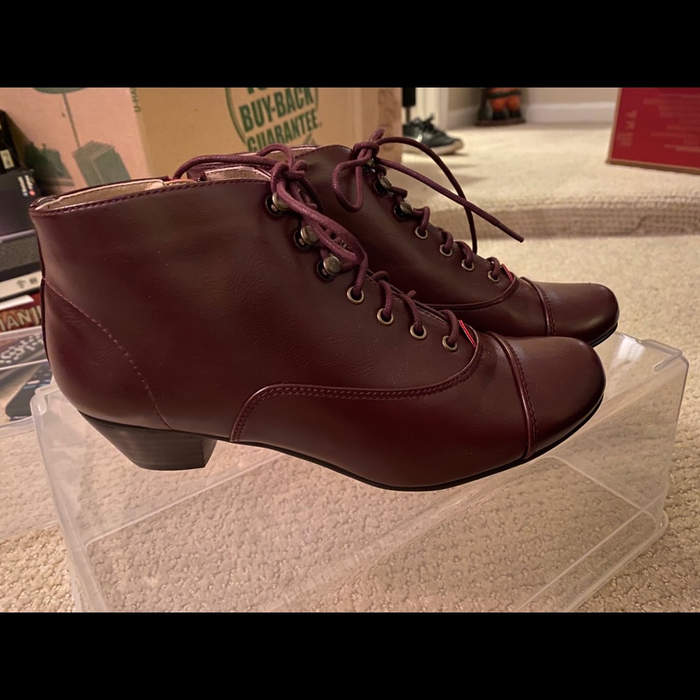 Maroon ankle boots